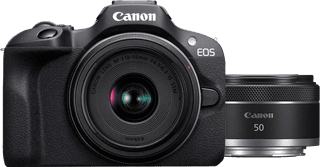 Canon EOS R100 Schwarz + RF-S 18-45mm f/4.5-6.3 IS STM + RF 50mm f/1.8 STM