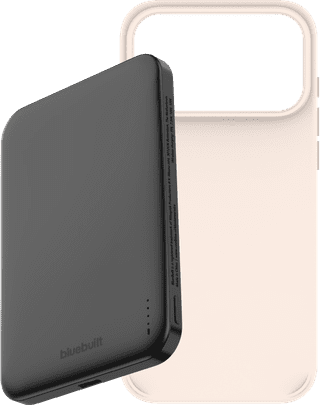BlueBuilt MagSafe Hülle iPhone 18 Pro Max Beige + Powerbank 5.000 mAh Grau