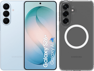 Samsung Galaxy S26 Plus 256GB Light Blue 5G + BlueBuilt Back Cover with Magnet Transparent