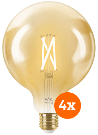WiZ Smart Filament Light Globe XL 4-pack - Warm to Cool White Light - E27
