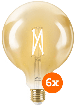 WiZ Smart Filament Light Globe XL 6-pack - Warm to Cool White Light - E27