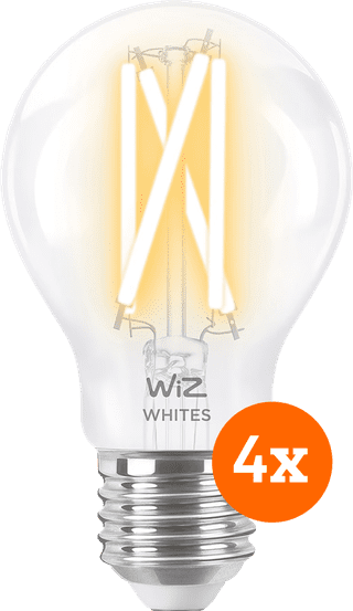 WiZ Smart Filament Light Standard 4-pack - Warm to Cool White Light - E27