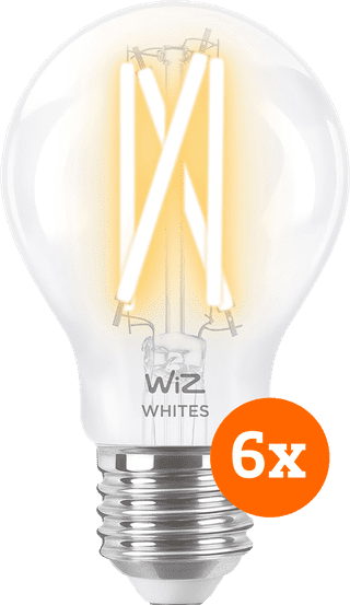 WiZ Smart Filament Light Standard 6-pack - Warm to Cool White Light - E27