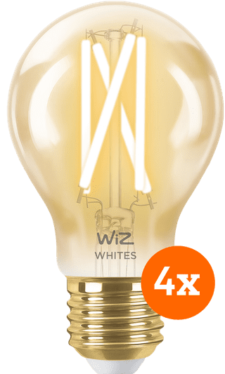 WiZ Smart Filamentlampe Standard Gold 4er-Pack - Warmes bis kaltweißes Licht - E27