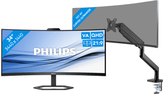 Philips 34E1C5600HE/00 + BlueBuilt Monitorhalterung Mechanische Feder für 1 Ultrawide-Monitor