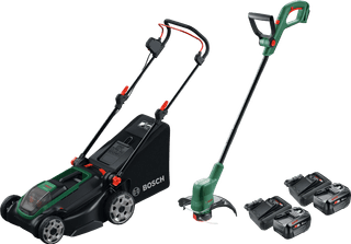 Bosch Rotak 18V2-43 + Bosch Easygrasscut 18 + Bosch Starterset 18V 4,0 Ah (2x)