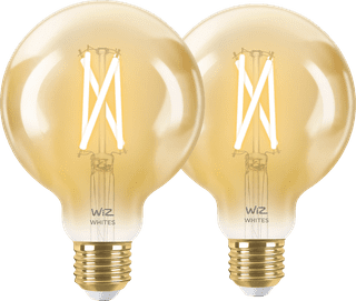 WiZ Smart Filament Light Globe 2-pack - Warm to Cool White Light - E27