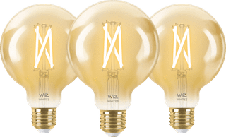 WiZ Smart Filament Light Globe 3-pack - Warm to Cool White Light - E27