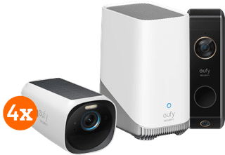 eufyCam 3 Viererpack + Video Doorbell Dual 2 Pro