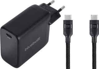 BlueBuilt 100W GaN USB-C Charger Black + USB-C cable 240W 2m Nylon Black