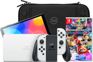 Nintendo Switch OLED Weiß + Mario Kart 8 Deluxe + Bluebuilt Travel Case