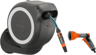 Gardena Wandschlauchbox 15 RollUp XL Weiß + Gardena Classic Multifunktionsbrause