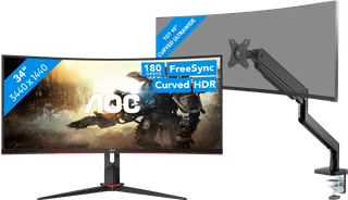 AOC CU34G2XP/BK + BlueBuilt Monitorhalterung Mechanische Feder für 1 Ultrawide-Monitor