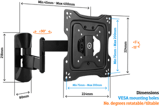 BlueBuilt Swivel Wall Mount 32 - 43 inches Black