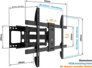 BlueBuilt Swivel Wall Mount 48 - 75 inches Black