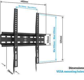 BlueBuilt Feste Wandhalterung 32 Zoll - 50 Zoll Schwarz
