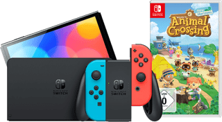 Nintendo Switch OLED Blau + Animal Crossing New Horizons