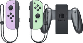 Nintendo Switch Joy-Con-Set Pastell-Lila/Grün + Nintendo Switch Joy-Con Charge Grip