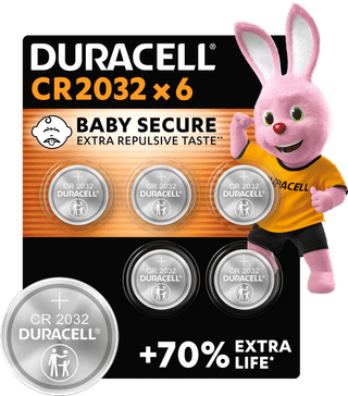 Duracell Specialty CR2032 lithium button cell batteries 3V 6 pieces