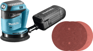 Makita DBO180ZJ (without battery) + Bosch Sanding Disc 125mm K80, K120, K240 (25x)
