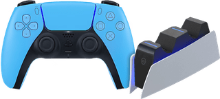 Sony PlayStation 5 DualSense Wireless Controller Starlight Blue + BlueBuilt Charging Dock