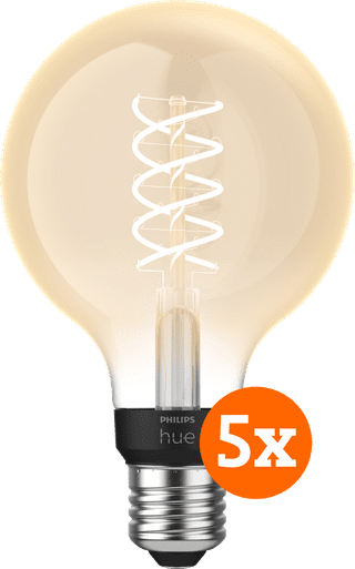 Philips Hue Filamentlampe White Globe E27 5er-Pack