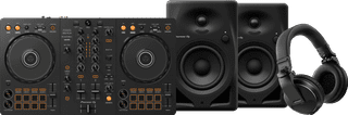 Pioneer DJ DDJ-FLX4 + Pioneer DJ HDJ-X5 Schwarz + Pioneer DJ DM-40D Schwarz