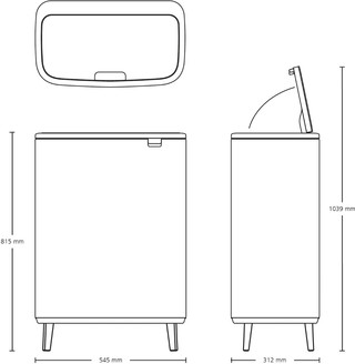 Brabantia Bo Touch Bin Hi Mülleimer 60 Liter Soft Beige