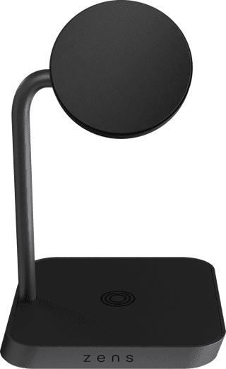 ZENS 2-in-1 MagSafe und Qi2 Kabelloses Ladegerät 15 W mit Ständer Schwarz