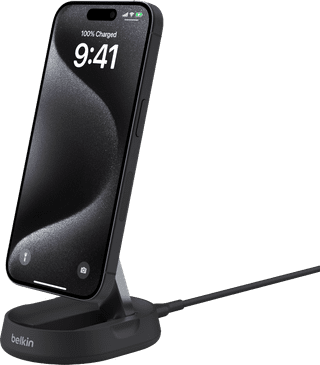 Belkin Boost Charge Pro MagSafe and Qi2 Wireless Charger 15W Black with Stand