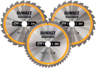 DeWalt Circular Saw Blades Set 250mm 3-piece 24T (2x), 48T