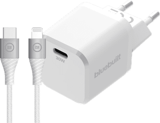 BlueBuilt Power Delivery Charger 30W + Lightning Cable 1.5m Nylon White