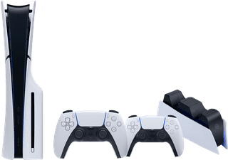 PlayStation 5 Slim mit Laufwerk + Zusätzlicher Controller Weiß + Ladestation