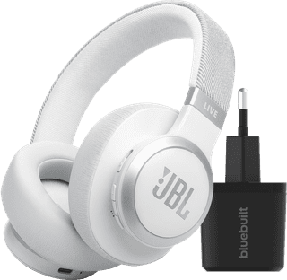 JBL Live 770NC White + BlueBuilt Quick Charge Charger with USB-A Port