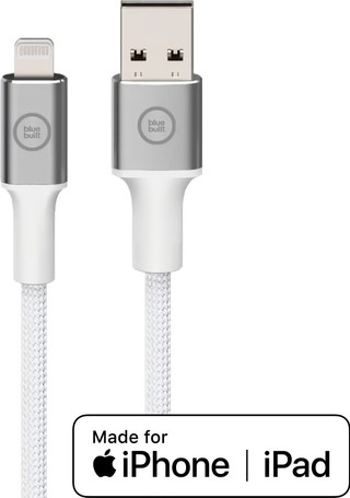 BlueBuilt USB-A to Lightning Cable 1.5m Nylon White
