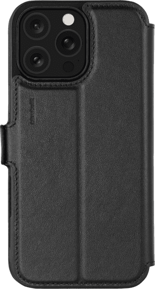 BlueBuilt Apple iPhone 16 Pro Max Book Case Leather Black + Privacy Filter Screen Protector Duo Pack