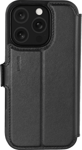 BlueBuilt Apple iPhone 16 Pro Book Case Leder Schwarz + Privacy Panzerglas Doppelpack