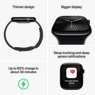 Apple Watch Series 10 46mm Black Sport Band M/L