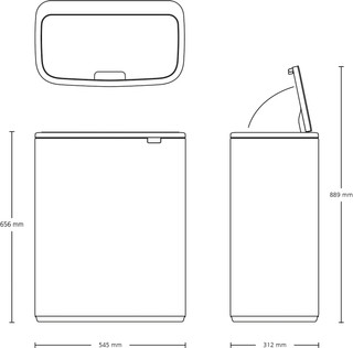 Brabantia Bo Touch Bin Mülleimer 2 x 30 Liter Soft Grey
