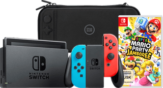Nintendo Switch Red/Blue + Mario Party Jamboree + BlueBuilt Travel Case