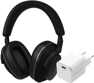 Bowers & Wilkins Px7 S2e Schwarz + BlueBuilt Power-Delivery-Ladegerät mit USB-C-Port 20 W Weiß