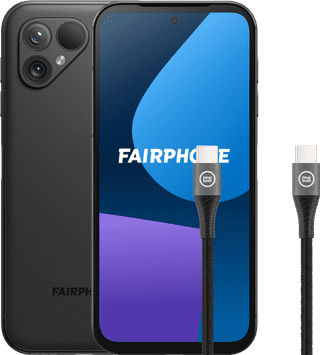 Fairphone 5 256GB Black 5G + BlueBuilt USB-C Cable 1.5m Nylon Black