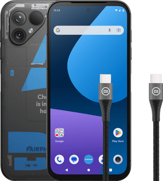 Fairphone 5 256GB Transparent 5G + BlueBuilt USB-C Cable 1.5m Nylon Black
