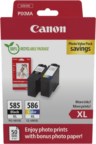 Canon PG-585XL + CL-586XL Multipack + Fotopapier