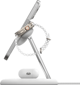 Belkin Boost Charge Pro MagSafe und Qi2 3-in-1 Kabelloses Ladegerät 15 W mit Ständer Weiß