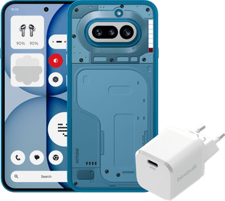 Nothing Phone (4a) 256GB Blau 5G + BlueBuilt Ladegerät mit USB-C-Port 45 W Weiß