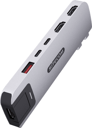 Sitecom MacBook Pro Multiport Hub 6 in 2 Silver
