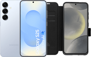 Samsung Galaxy S25 128GB Light Blue 5G + BlueBuilt Book Case Black