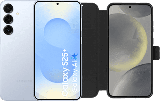 Samsung Galaxy S25 Plus 256GB Hellblau 5G + BlueBuilt Book Case Schwarz