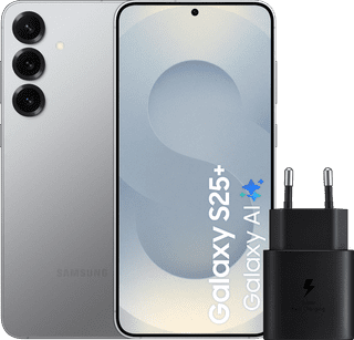 Samsung Galaxy S25 Plus 512GB Silber 5G + Samsung Ladegerät 25 Watt Schwarz